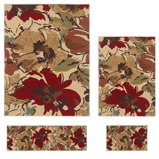 Contemporary Lagoon 4570 Beige Area Rugs (set Of 4)