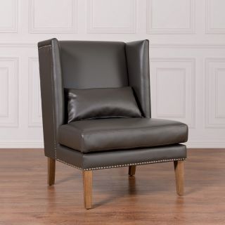 Chelsea Grey Leather Wing Chair