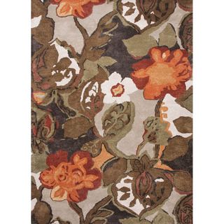 Hand tufted Transitional Floral Pattern Brown Rug (2 X 3)
