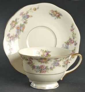 Baronet Lorraine Footed Cup & Saucer Set, Fine China Dinnerware   Multicolor Flo