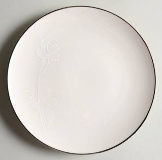 Noritake White Knight Salad Plate, Fine China Dinnerware   White Rose & Stem On