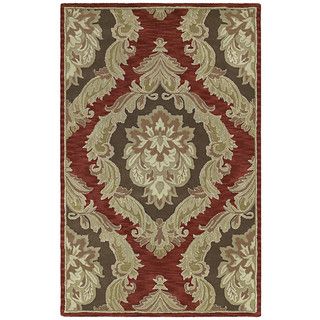 Hand tufted Lawrence Red Damask Wool Rug (96 X 13)