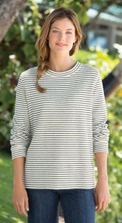 Double face French Terry Striped Sweatshirt, Weathered Red, X Small