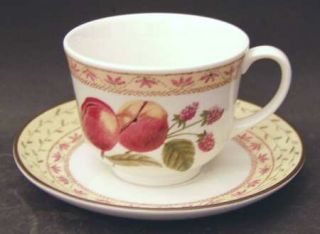 Johnson Brothers Fruit Sampler (Newer) Flat Cup & Saucer Set, Fine China Dinnerw