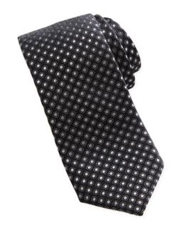 Dot Jacquard Contrast Tail Narrow Tie, Black/Gray
