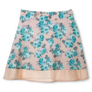 Xhilaration Juniors Skirt with Contrast Hem   Floral S(3 5)