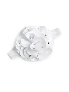 Bari Lynn Infants Elastic Rhinestone Flower Headband   White