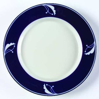 Dansk Indigo Salad Plate, Fine China Dinnerware   Flora, Blue Band, White Berrie