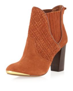 Woven Front Suede Boot, Tobacco