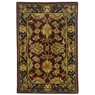 Handmade Heritage Kashan Burgundy/ Black Wool Rug (2 X 3) (RedPattern OrientalMeasures 0.625 inch thickTip We recommend the use of a non skid pad to keep the rug in place on smooth surfaces.All rug sizes are approximate. Due to the difference of monitor
