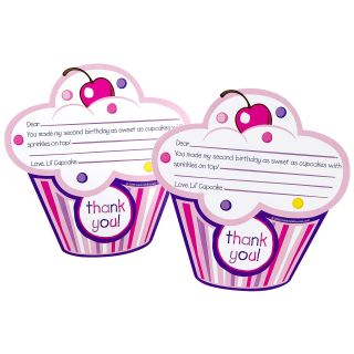 Girls Lil Cupcake 2nd Birthday Thank You Notes