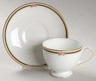 Wedgwood Clio Leigh Shape Footed Cup & Saucer Set, Fine China Dinnerware   Bone,