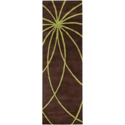 Hand tufted Contemporary Brown/green Ausa Wool Abstract Rug (26 X 8)