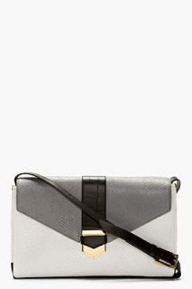 Times Arrow White And Grey Snake_embossed Orion Convertible Clutch