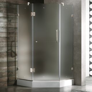 Vigo Industries VG6062CHMT36WRS Shower Enclosure, 36 x 36 Frameless NeoAngle 3/8 Right Door w/LowProfile Base Frosted/Chrome