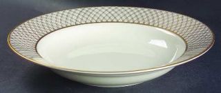 Fitz & Floyd Dynasty Large Rim Soup Bowl, Fine China Dinnerware   Gold Crosshatc