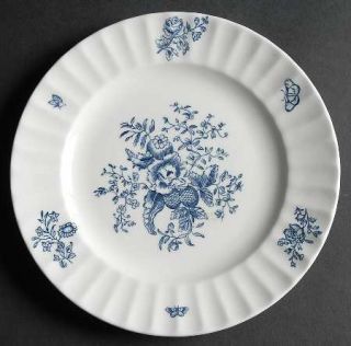 Royal Worcester Blue Sprays (Ribbed) Salad Plate, Fine China Dinnerware   Blue F