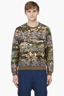 Msgm Khaki And Green Multi_pattern Sweatshirt