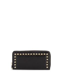 Chantelle Studded Zip Leather Wallet, Black