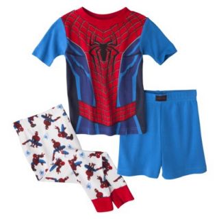 Spider Man Toddler Boys 3 Piece Short Sleeve Pajama Set   Blue 4T