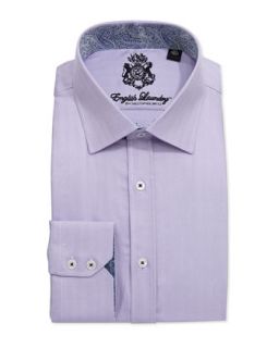 Long Sleeve Herringbone Dress Shirt, Purple