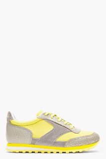 Marc By Marc Jacobs Yellow And Grey Neoprene Cute Kicks Running Shoes