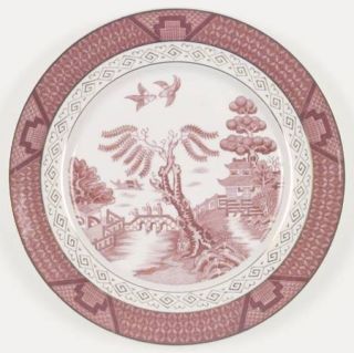 Nikko Pink/Red Willow Dinner Plate, Fine China Dinnerware   Double Phoenix,Pink/