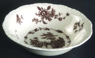 Masons Watteau Brown Coupe Cereal Bowl, Fine China Dinnerware   Brown Floral, P