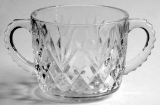 Anchor Hocking Prescut Clear Sugar Bowl and Lid, Flat Bowl Only   Clear, Pressed