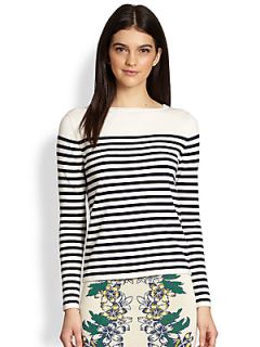 BCBGMAXAZRIA Kayann Striped Sweater   Navy Combo