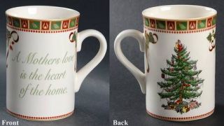 Spode Christmas Tree Green Trim Accent Mug, Fine China Dinnerware   Newer Backst