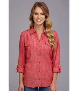 Jones New York JNYJ  Roll Sleeve Shirt Womens Long Sleeve Button Up (Pink)