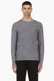 Adidas Originals By O.c. Grey Rope Knit Tae Kwon Do Logo Sweater