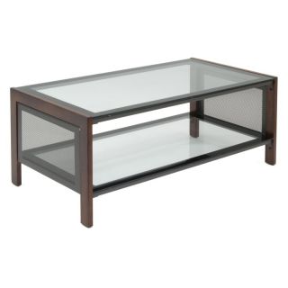 Calico Designs Office Line Rectangular Sonoma Brown Wood and Glass Coffee Table