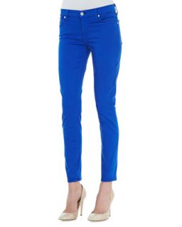 Womens Luxe Twill Skinny Ankle Pants, Cobalt   7 For All Mankind