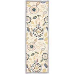 Hand hooked Chelsea Floral Garden Ivory/ Blue Wool Rug (26 X 8)