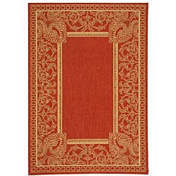 Indoor/ Outdoor Abaco Red/ Natural Rug (4 X 57) (RedPattern BorderMeasures 0.25 inch thickTip We recommend the use of a non skid pad to keep the rug in place on smooth surfaces.All rug sizes are approximate. Due to the difference of monitor colors, some