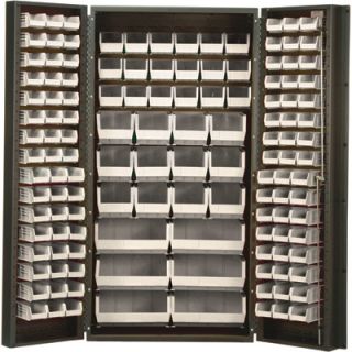 Quantum Storage Cabinet With 132 Bins   36in. x 24in. x 72in. Size, Ivory