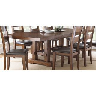 Denver 108 inch Trestle Table (Select hardwoods, mango veneersFinish Brown cherry with dark brown highlighting and light distressingIncludes One (1) table, two (2) 18 inch leavesSeats up to eight (8) people comfortablyDimensions 30 inches high x 42 inc