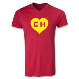 hidden Chapulin V Neck T Shirt (Heather Red)