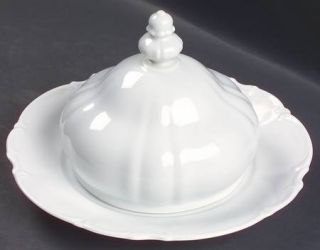 Hutschenreuther Sylvia (All White, No Trim) Round Covered Butter, Fine China Din