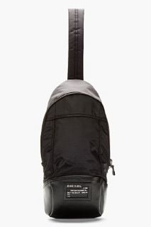 Diesel Black Canvas Elliptical The Brave Messenger Bag