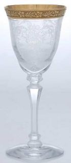 Tiffin Franciscan Melrose Clear (17356,Etched/Gldencr) Wine Glass   Clear,Stem #
