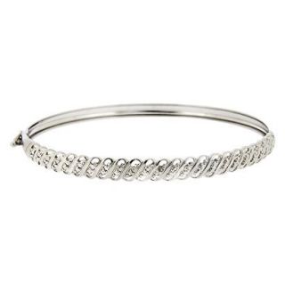 Sterling Silver Diamond Accent S Design Bangle Bracelet