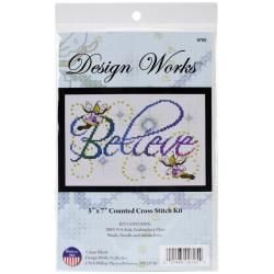 Believe Counted Cross Stitch Kit   5 X7 14 Count