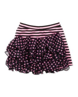 Polka Dot Ruffle Striped Skirt, 4 6X