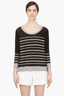 Rag And Bone Black And Grey Striped Azra Sweater