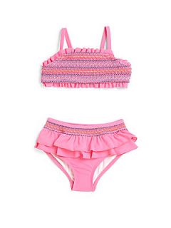 Hartstrings Toddlers & Little Girls Two Piece Embroidered Swimsuit   Fuchsia