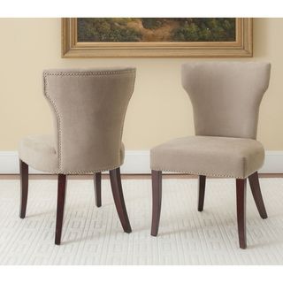 Safavieh Matty Dark Wheat Tan Nailhead Side Chairs (set Of 2) (Wheat tanMaterials Cotton blend and woodFinish MahoganySeat height 21.7 inchesDimensions 37 inches high x 25 inches wide x 22.8 inches deepArrives fully assembled )