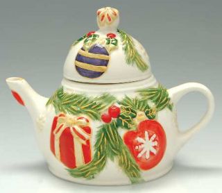 American Atelier Ornaments Sculpted Teapot & Lid, Fine China Dinnerware   Variou